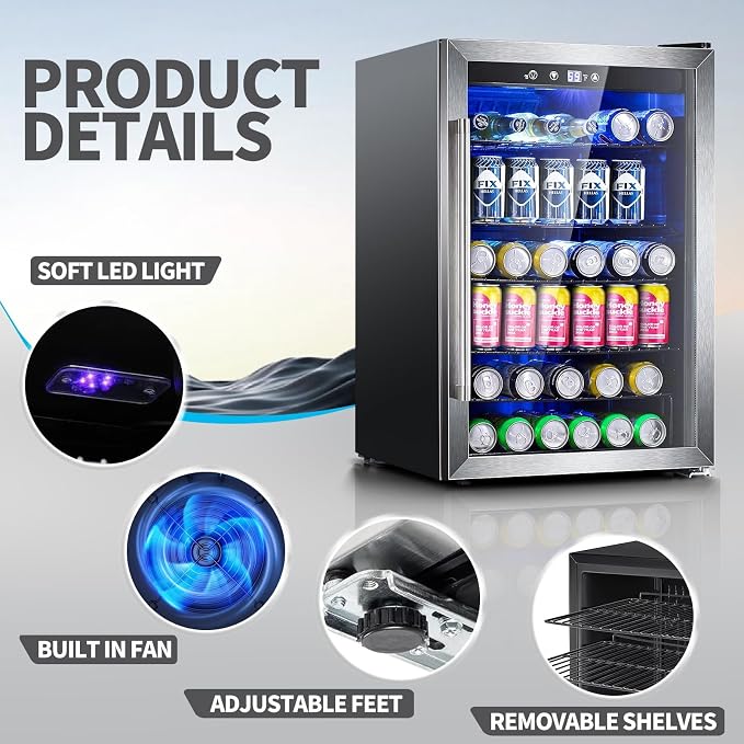 Antarctic Star Beverage Refrigerator, 145 Can Mini Fridge, Freestanding wine - Image 3