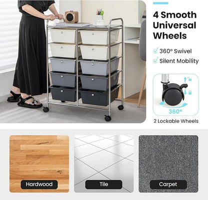Giantex 10 Drawers Rolling Cart, Classroom Organizers, Storage Cart - Image 6