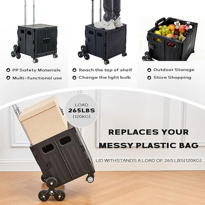 Utility Cart Foldable Shopping Cart Book Storage Cart, - Image 6
