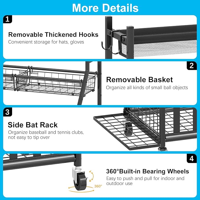 Garage Sports Equipment Organizer, Sports Ball Organizer - Image 2