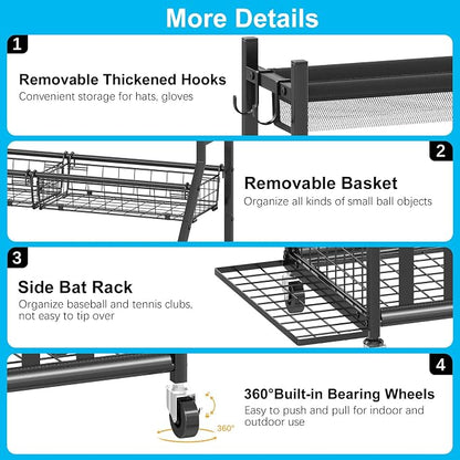 Garage Sports Equipment Organizer, Sports Ball Organizer - Image 2