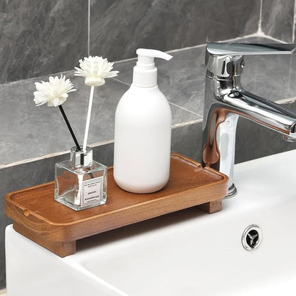 Wood Riser Small Decorative Tray Sink Soap Dish, Vanity Tray Pedestal Stand 10 - Image 2
