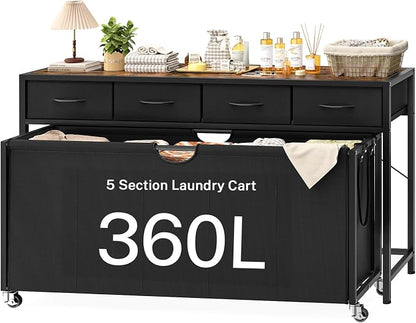 Laundry Sorter, Rolling Laundry Hamper by FIONESO