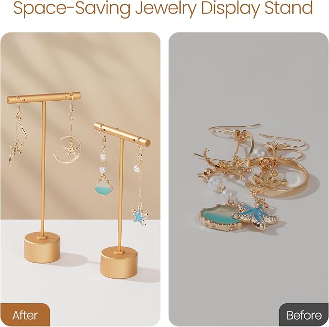 Metal Earring Stand Display Round Base Earring T Bar Display Necklace Bracelet - Image 4
