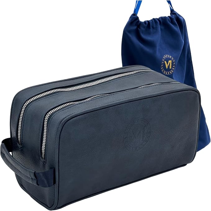 Dopp Gift Large Travel Toiletry Bag Premium Quality PU Leather Two compartments by viprestige