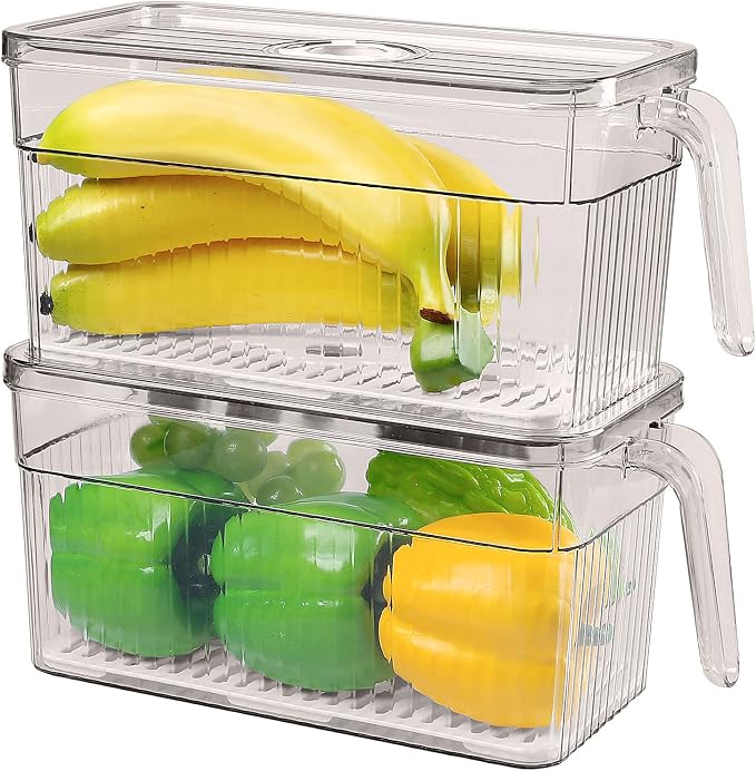 Loobuu 2 Pack Plastic Food Storage Produce Containers - Image 9