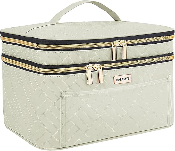 8.8L Double Layer Travel Makeup Bag Women, Large Cosmetic Case, Organizer by BAFAMYE