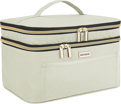 8.8L Double Layer Travel Makeup Bag Women, Large Cosmetic Case, Organizer by BAFAMYE
