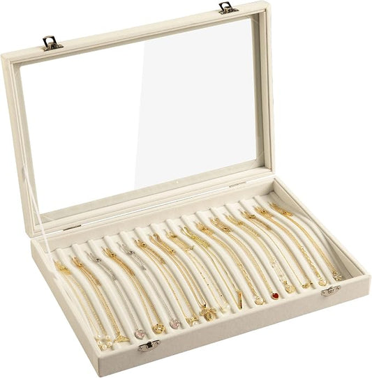 Frebeauty 15 Hooks Necklace Tray Velvet Neckalce Organizer by Frebeauty