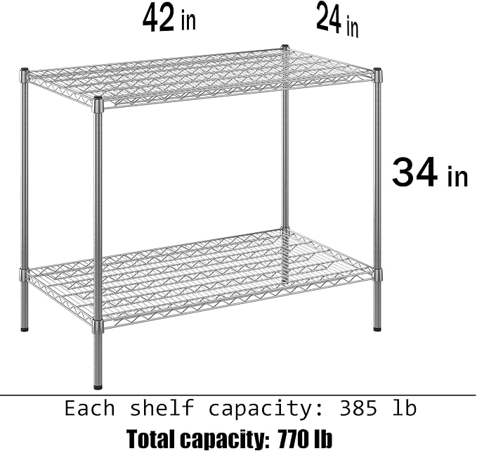 24" Deep x 42" Wide x 34" Height Wire Shelving Kit | 2-Tier | NSF Commercial - Image 3
