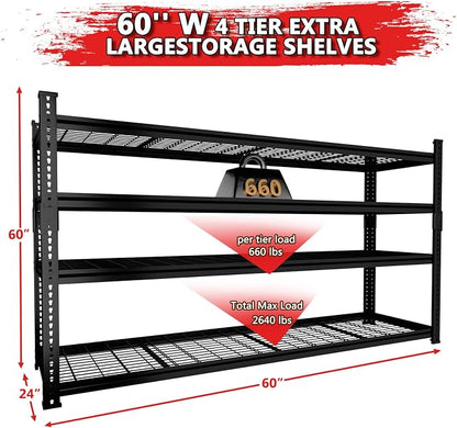 Storage Shelves 4PCS, Garage Shelving Heavy Duty 2640LBS Capacity, 4 Tier - Image 3