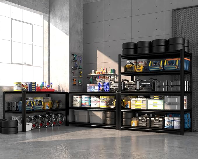 55.12" W Father&I 5-Shelf Industrial Adjustable Heavy-Dudy Tall Metal Steel - Image 4