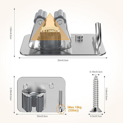 4 Pack Stainless Steel Mop and Broom Holder Wall Mount - Image 4