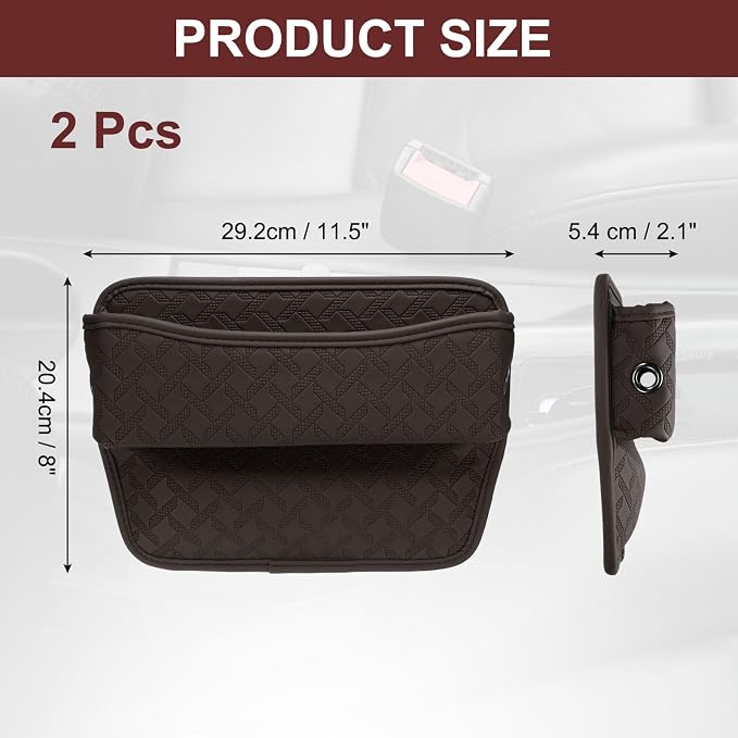 HARFINGTON 2pcs Car Seat Gap Filler Organizer 11.5 x 8 x 2.1 Inch Leather - Image 2