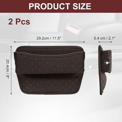 HARFINGTON 2pcs Car Seat Gap Filler Organizer 11.5 x 8 x 2.1 Inch Leather - Image 2