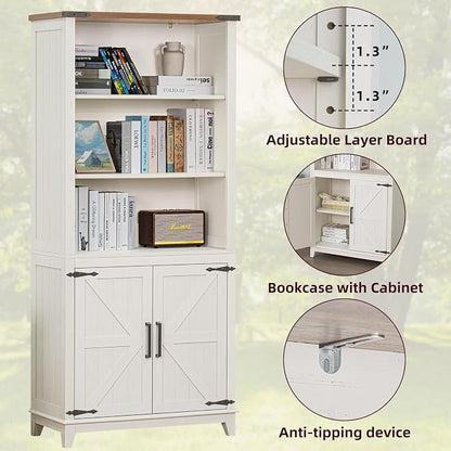 5 Tier Bookshelf 70in Tall Bookcase - Image 6