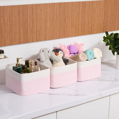 Small Organizing Baskets for Cubes Shelf, 9.7x9.7x7.1 Inch Rope Woven Storage - Image 6