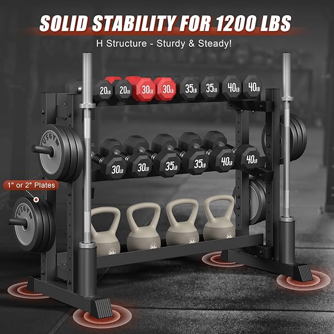 3-Tier Dumbbell Rack, 1200LB Capacity Adjustable Weight Rack - Image 2