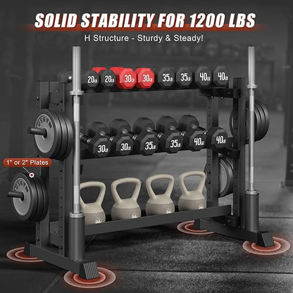 3-Tier Dumbbell Rack, 1200LB Capacity Adjustable Weight Rack - Image 2