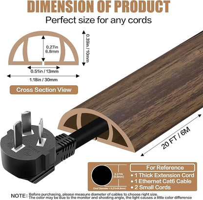 Floor Cord Cover Self Adhesive Cord Hider, 20FT Cable Management, Extension - Image 2