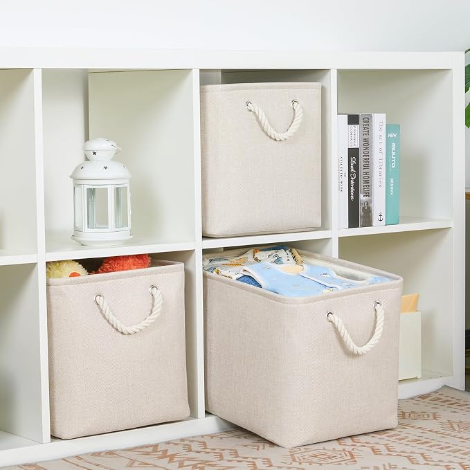 Bidtakay Large Storage Baskets for Shelves 3 Pack Fabric Storage Bins for - Image 4
