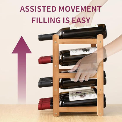 Wine Rack Storage, Bamboo Wine Racks Cabinet Shelf, 4-Tier 16 Bottles - Image 6