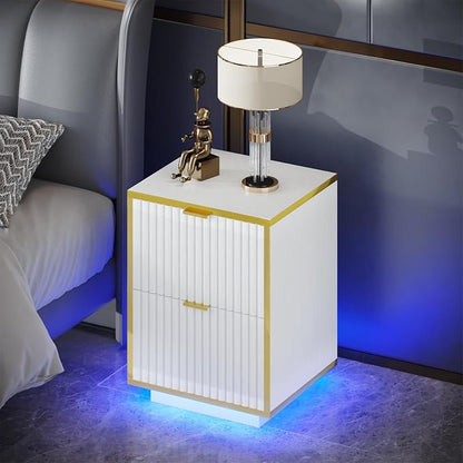 White Nightstand, Fluted End Table by 4ever2buy