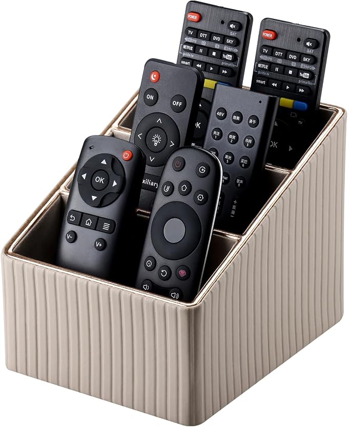 KINGFOM 3 Slot PU Leather Remote Controller Holder, Home Sundries Storage Box by KingfomLeatherHomeOfficeDecor