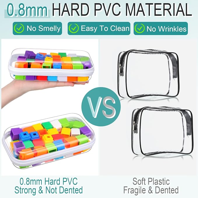 Sanwuta 6 Pcs Clear Hard Zipper Case Hard Plastic Zipper Pouches Transparent - Image 4