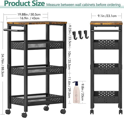 Utility Slim Storage Cart with Wheels, 4-Tier Narrow Rolling Organizer Shelf - Image 5
