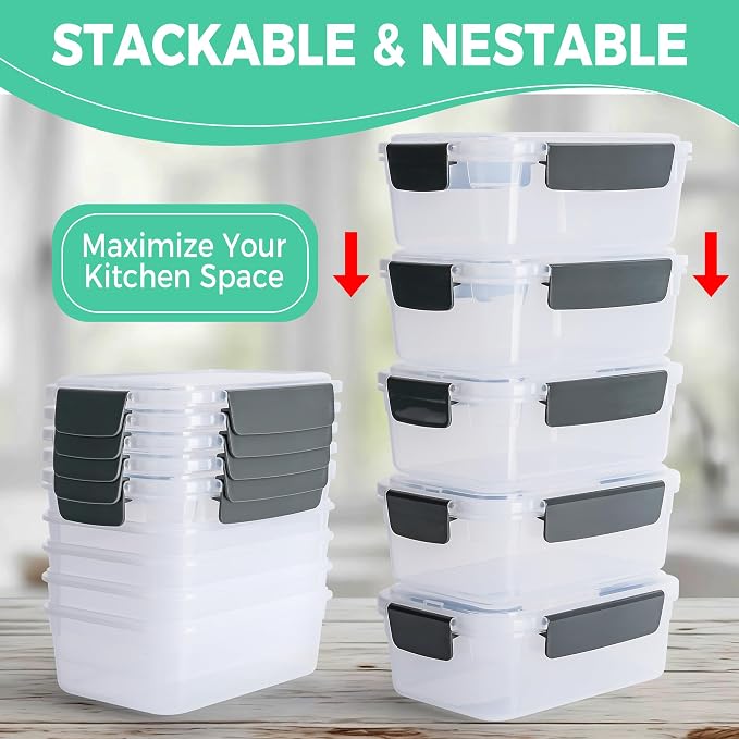 YORY 9 cup Plastic Food Storage Containers - Image 2