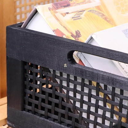 YRMT Wood Storage Crate Basket Rustic Wooden Storage Container - Image 6