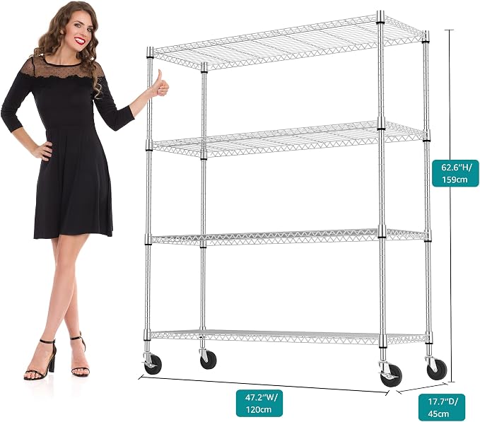 4 Tiers Shelf 1400 lbs Steel Storage Shelving Utility Shelving Unit Steel - Image 2