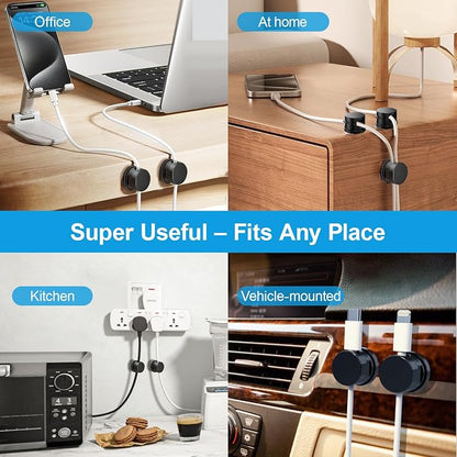 6pcs Magnetic Cord Organizer, 360° Swiveling Adhesive Cable Clips - Image 7