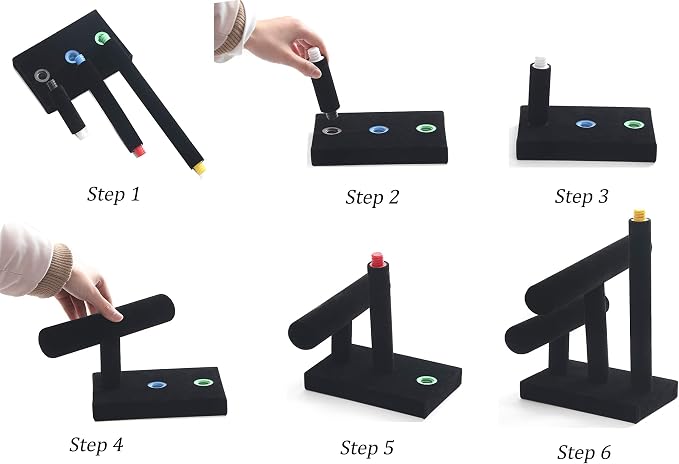 Wuligirl 3 Tier Bracelet Holder T-Bar Jewelry Stand Velvet Jewelry Holder - Image 5