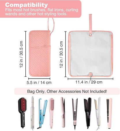 SITHON Hot Iron Holder & Mat, Heat Resistant Hair Tools Travel Bag Portable Hot - Image 4