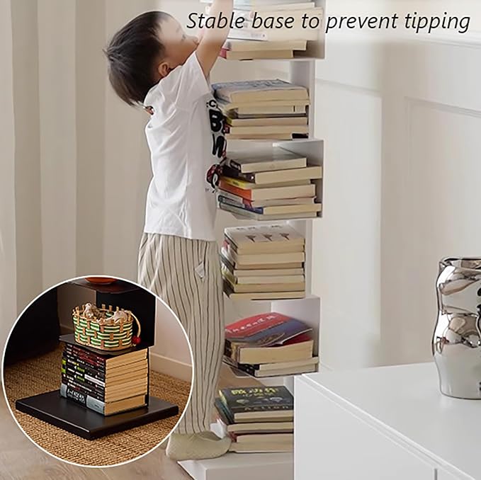 Invisible Vertical Spine Bookshelf Tower, Tall Narrow Metal Bookshelf - Image 6