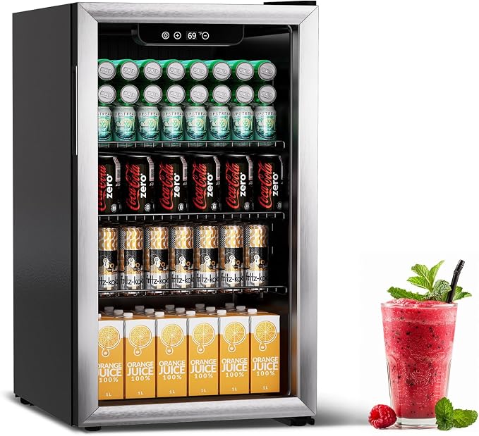 Compact Beverage Refrigerator, 110 Can/3.1 Cubic Feet Fridge by Erivess
