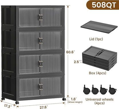 SAILUN 127Gal/508Qt Stackable Storage Bins Folding Collapsible Storage Bins - Image 2