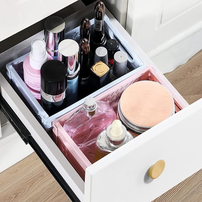 Plastic Baskets for Desk Organizing, Drawer Organizer, 2 Medium+2 Small Durable - Image 6