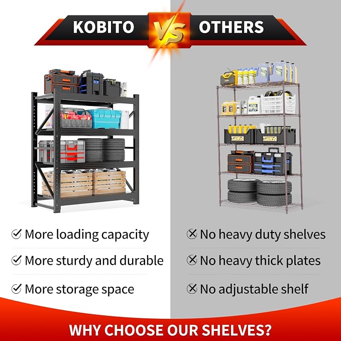 4000LBS Garage Storage Shelves, 4 Tier Metal Utitly Shelves Industrial Shelving - Image 8
