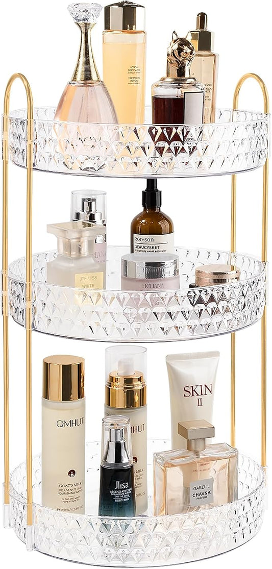 Rotating Makeup Organizer for Vanity, 3 Tier Perfume Skincare Storage for Women by Anyoifax