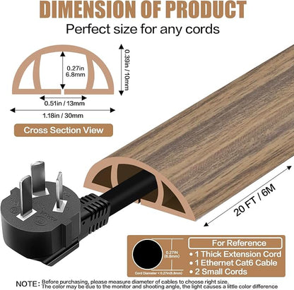 Floor Cord Cover Self Adhesive Cord Hider, 20FT Cable Management, Extension - Image 2