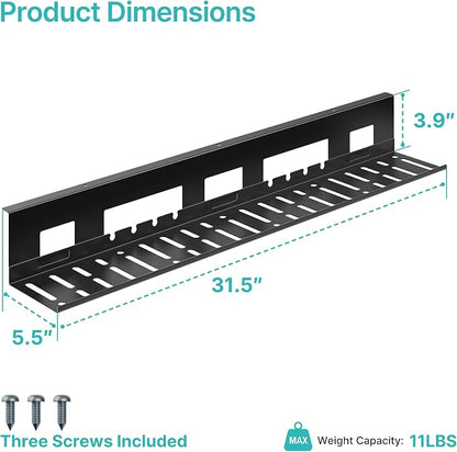 Under Desk Cable Management Tray, 31.5 Inches Metal Cord Organizer Rack - Image 9