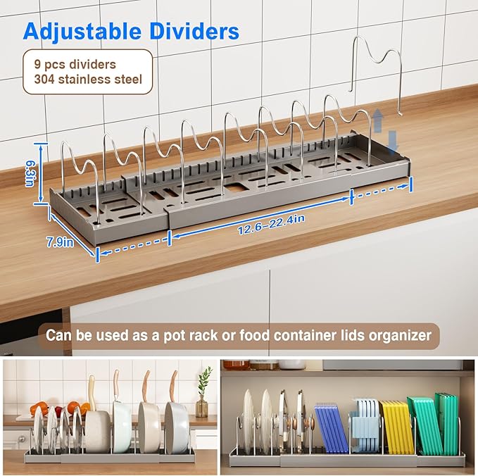 2 Pack Pots and Pans Organizer Under Cabinet - Image 2