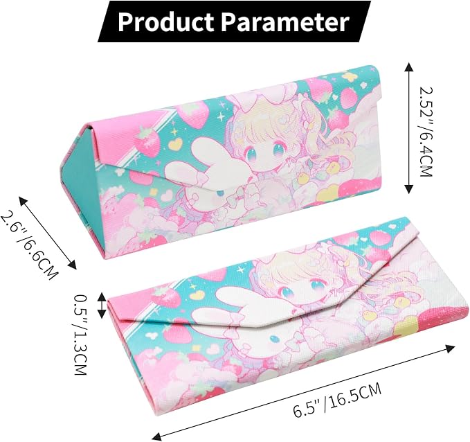 Foldable Glasses Case, Magnetic PU Leahter Sunglasses Case, Cute Hard Shell - Image 6
