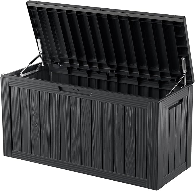 80 Gallon Deck Box, Resin Outdoor Indoor Waterproof Storage Box, Lockable by Kdymod