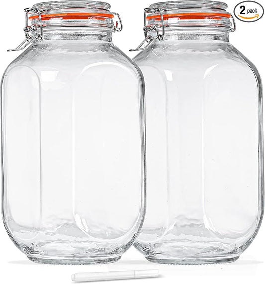 1 Gallon Square Glass Storage Jars by Huichuiero