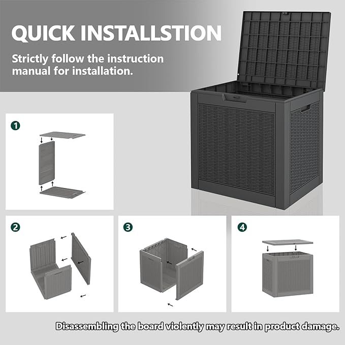 31 Gallon Deck Box, Resin Outdoor Storage Box, Waterproof and UV Resistant Deck - Image 7