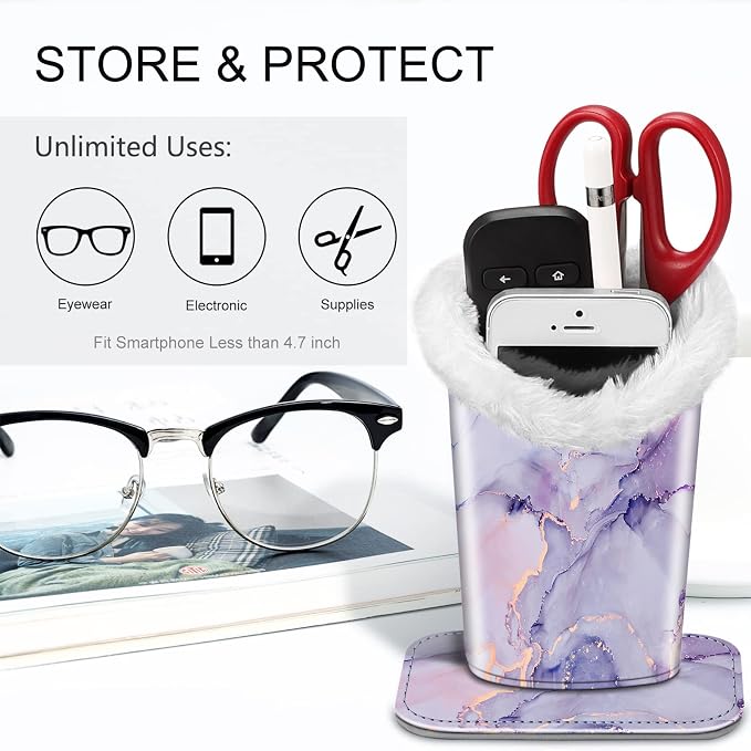 Fintie Plush Lined Eyeglasses Holder, Glasses Stand Case, Anti-scratch Glasses - Image 4